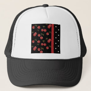 RAB Rockabilly Very Cherry Cherries Black Trucker Hat
