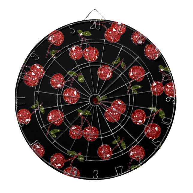 RAB Rockabilly Very Cherry Cherries On Black Dartboard (Front)