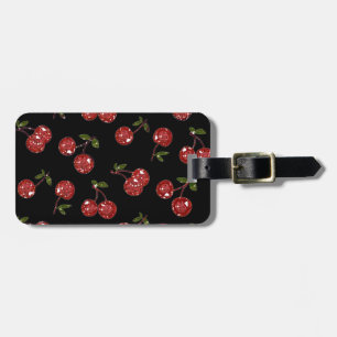 RAB Rockabilly Very Cherry Cherries On Black Luggage Tag
