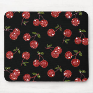RAB Rockabilly Very Cherry Cherries On Black Mouse Mat