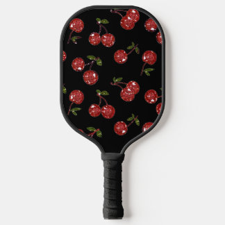 RAB Rockabilly Very Cherry Cherries On Black Pickleball Paddle