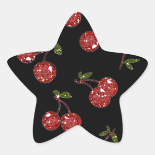 RAB Rockabilly Very Cherry Cherries On Black Star Sticker
