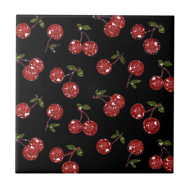 RAB Rockabilly Very Cherry Cherries On Black Tile (Front)