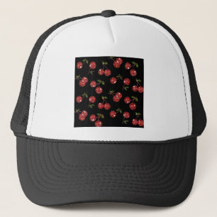 RAB Rockabilly Very Cherry Cherries On Black Trucker Hat