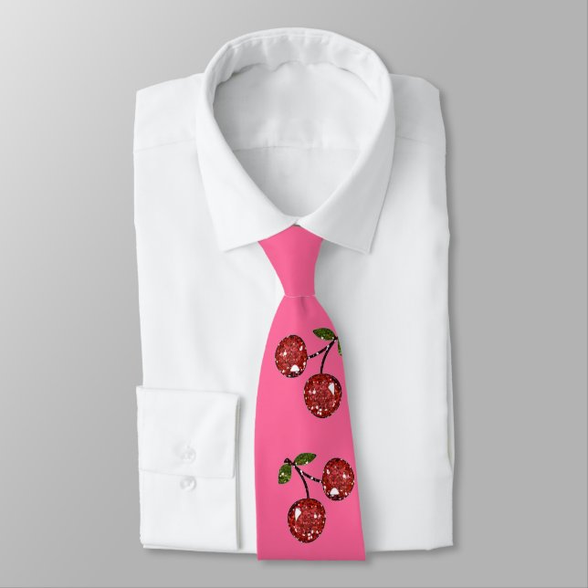 RAB Rockabilly Very Cherry Cherries On Pink Tie (Tied)