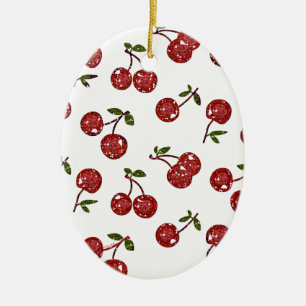 RAB Rockabilly Very Cherry Cherries On White Ceramic Tree Decoration