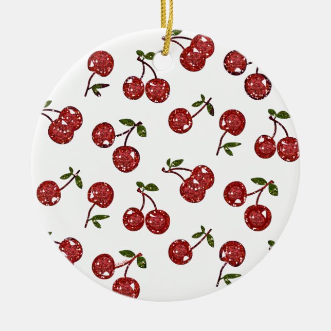 RAB Rockabilly Very Cherry Cherries On White Ceramic Tree Decoration (Front)