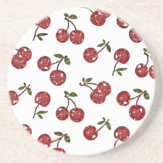 RAB Rockabilly Very Cherry Cherries On White Coaster