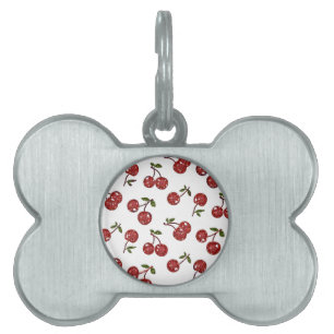 RAB Rockabilly Very Cherry Cherries On White Pet Name Tag