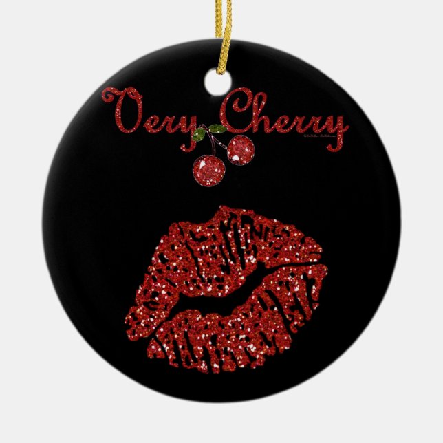 RAB Rockabilly Very Cherry Kiss Ceramic Tree Decoration (Front)