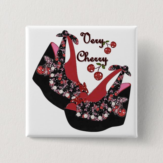 RAB Rockabilly Very Cherry Shoes 15 Cm Square Badge (Front)