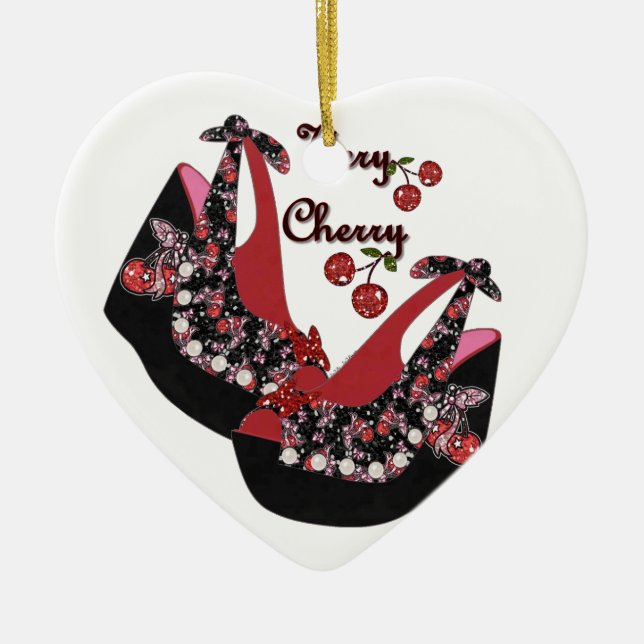 RAB Rockabilly Very Cherry Shoes Ceramic Tree Decoration (Front)