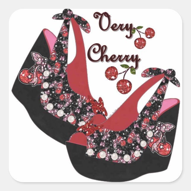 RAB Rockabilly Very Cherry Shoes Square Sticker (Front)