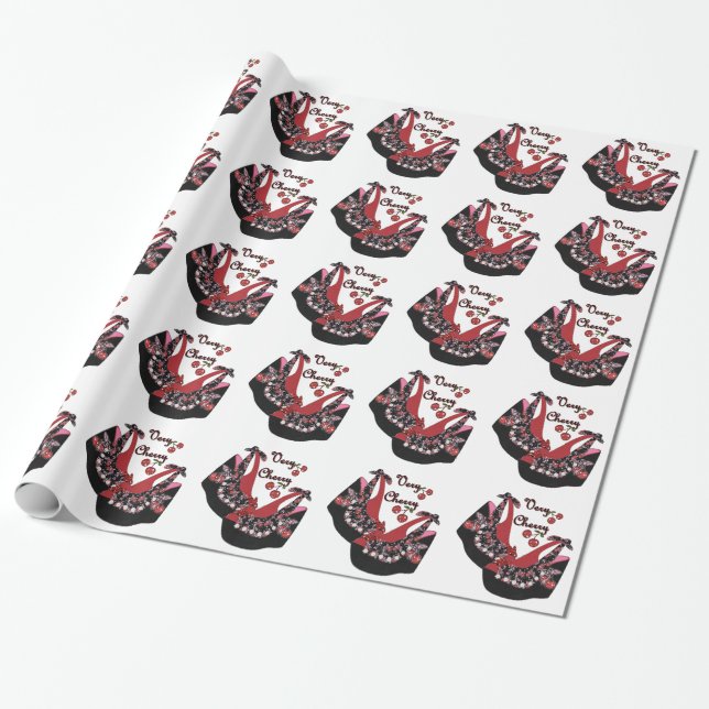 RAB Rockabilly Very Cherry Shoes Wrapping Paper (Unrolled)