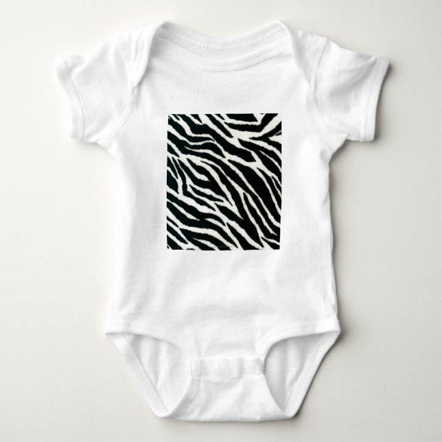RAB Rockabilly Zebra Print Black & White Baby Bodysuit (Front)