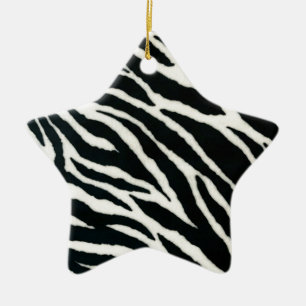 RAB Rockabilly Zebra Print Black & White Ceramic Tree Decoration