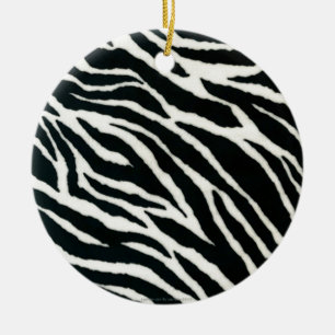 RAB Rockabilly Zebra Print Black & White Ceramic Tree Decoration