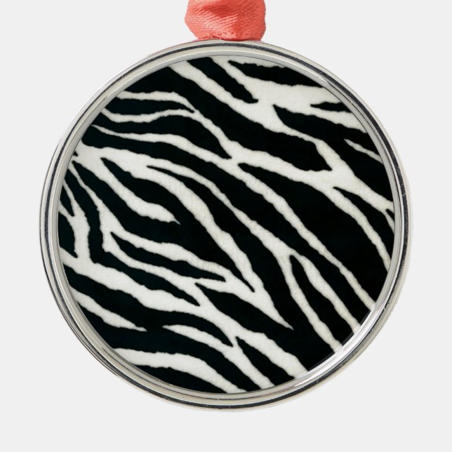 RAB Rockabilly Zebra Print Black & White Metal Tree Decoration (Front)