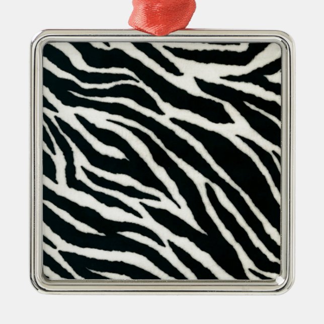 RAB Rockabilly Zebra Print Black & White Metal Tree Decoration (Front)