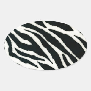 RAB Rockabilly Zebra Print Black & White Oval Sticker
