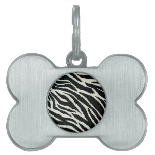 RAB Rockabilly Zebra Print Black & White Pet ID Tag