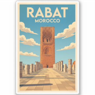 Rabat Morocco Illustration Travel Art Vintage