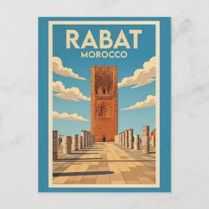 Rabat Morocco Illustration Travel Art Vintage Postcard
