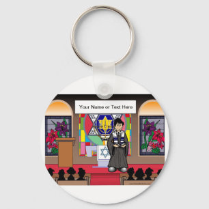 Rabbi - Male Cartoon by PrintedPerfection.com Key Ring