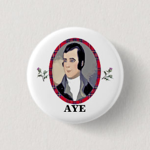 Rabbie Burns Tartan Aye Pinback 3 Cm Round Badge