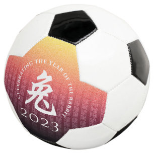 Rabbit 兔 Red Gold Chinese Zodiac Lunar Symbol Football