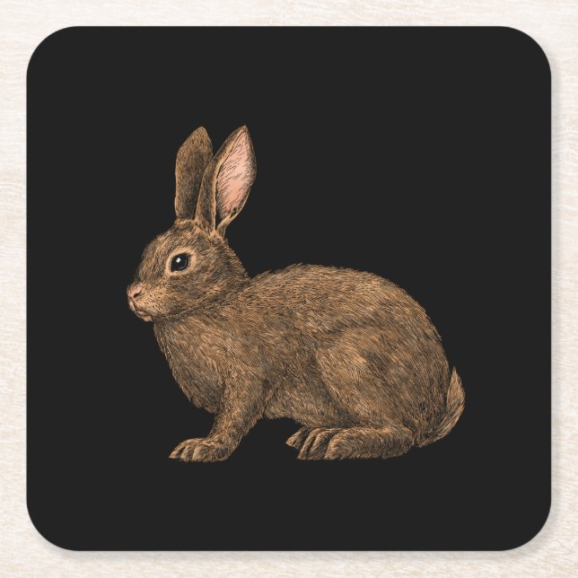 Rabbit 2 square paper coaster (Front)
