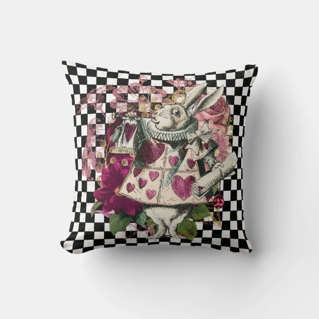 Rabbit Alice in Wonderland Elegant Cushion (Front)