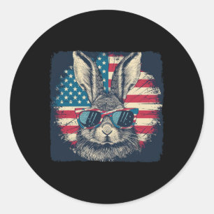 Rabbit American Patriot 4th Of July Gift Lover Classic Round Sticker