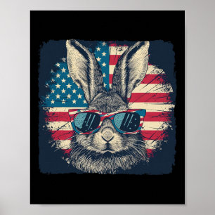 Rabbit American Patriot 4th Of July Gift Lover  Poster