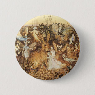 Rabbit Among the Fairies, Vintage Fairy Tales 6 Cm Round Badge