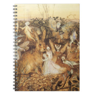 Rabbit Among the Fairies, Vintage Fairy Tales Notebook