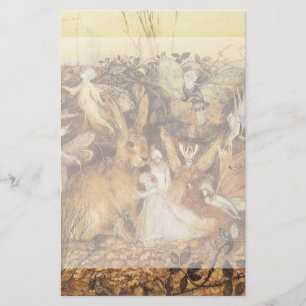 Rabbit Among the Fairies, Vintage Fairy Tales Stationery