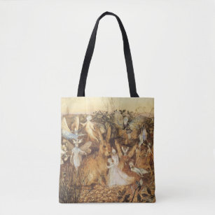 Rabbit Among the Fairies, Vintage Fairy Tales Tote Bag