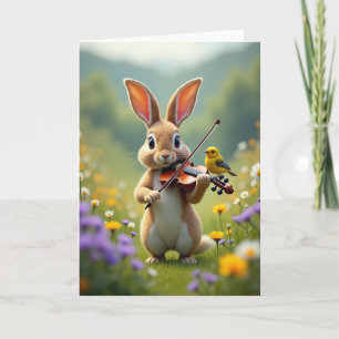 Rabbit And Bird Song Card