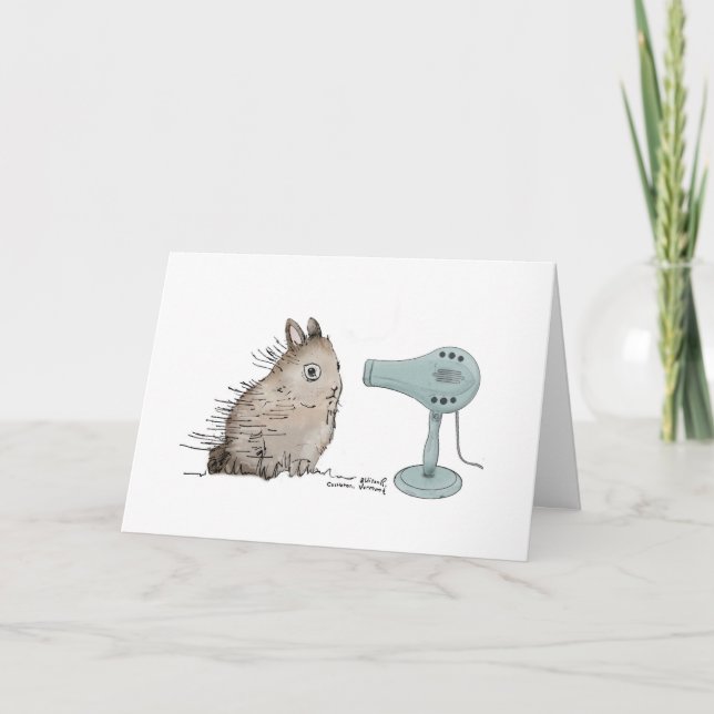Rabbit and Blow Dryer Card (Front)