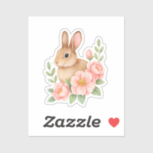 Rabbit and Pink Flowers Easter 