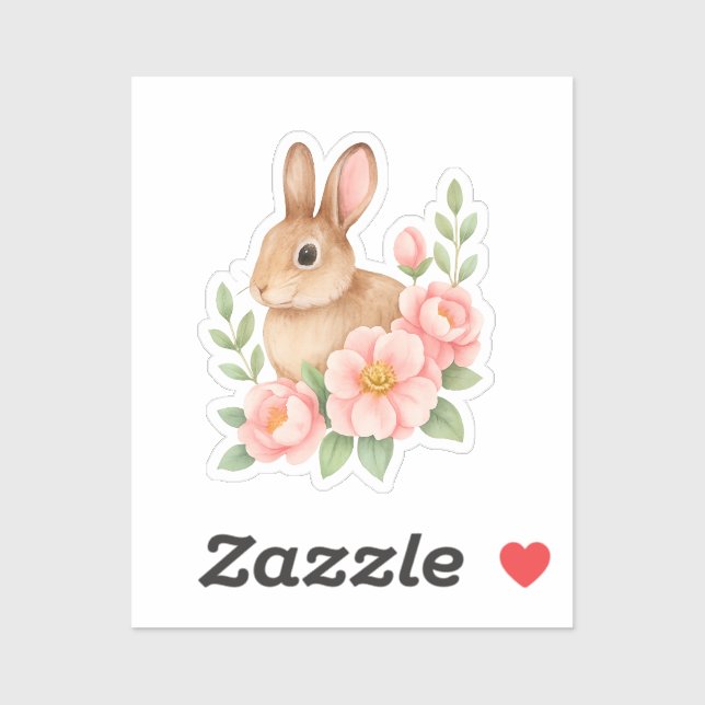 Rabbit and Pink Flowers Easter  (Sheet)