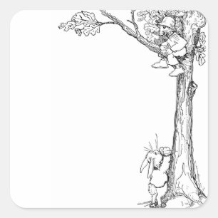 Rabbit and Squirrel Harvesting Acorns Square Sticker