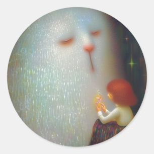 Rabbit and the Girl Classic Round Sticker
