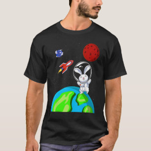 Rabbit Animal Outer Space Rocket Astronaut Bunny T-Shirt