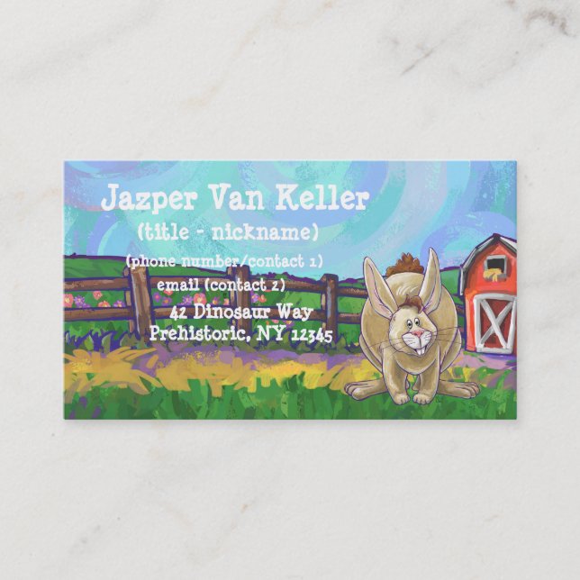 Rabbit Animal Parade writing stuff Business Card (Front)