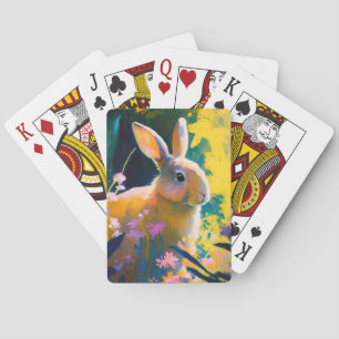 Rabbit Animal Portrait Painting Wildlife Outdoors Playing Cards