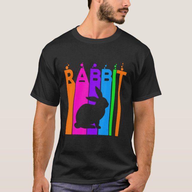 Rabbit Animal Rainbow Bubble With Silhouette T-Shirt (Front)