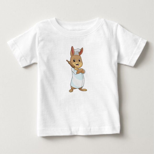 Rabbit as Baker with Rolling pin Baby T-Shirt (Front)