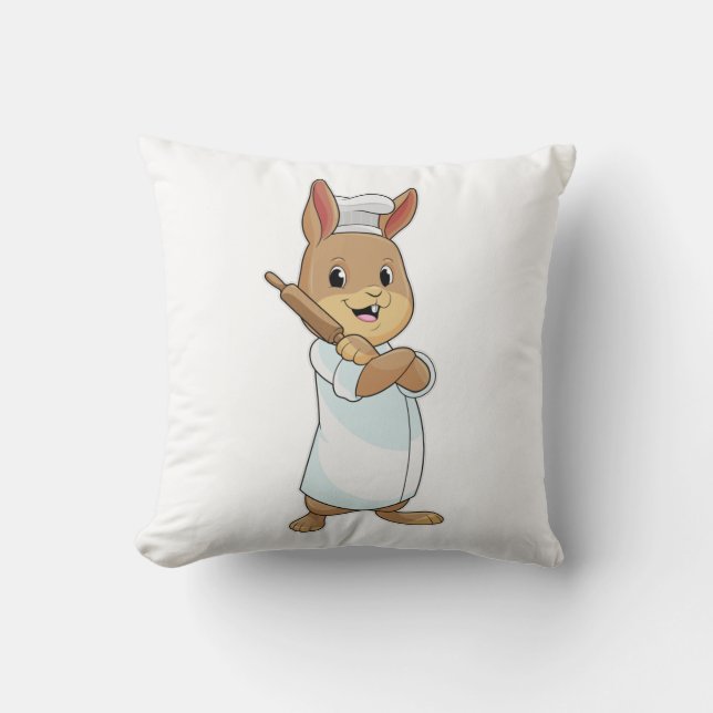 Rabbit as Baker with Rolling pin Cushion (Front)